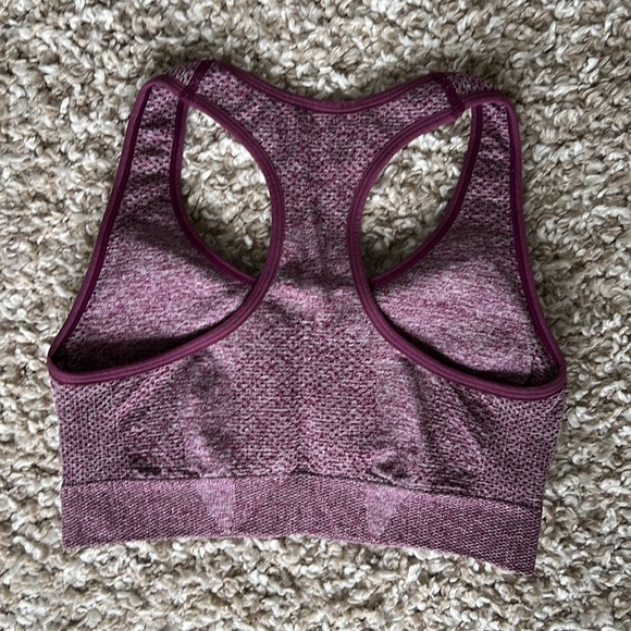 3 Piece Marbled Purple Gym Set - Leggings, Sports Bra, Long Sleeve Crop Top Sz S - Picture 5 of 5